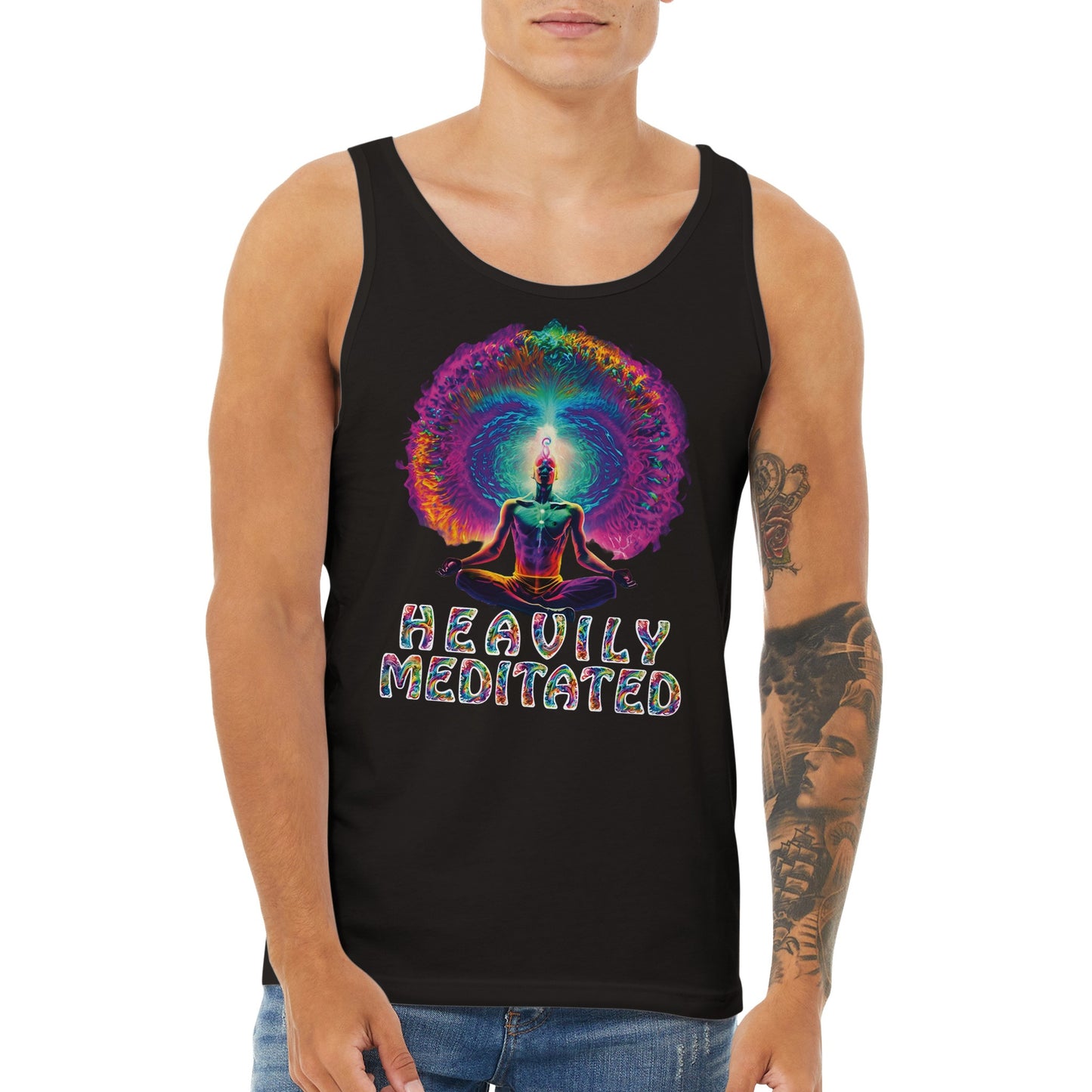 HEAVILY MEDITATED - Premium Unisex Tank Top